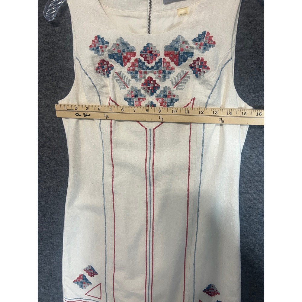 TART Womens XS White Embroidered Cotton Sleeveless Mini Shift Dress T10322N585 - Picture 8 of 10